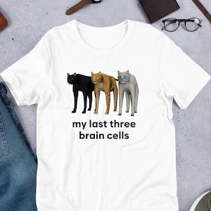 My Last Three Brain Cells Cats, Funny Meme Shirt, Ironic Shirt, Cat Lover Gift, Oddly Specific, Unhinged Shirt, Cursed, Cringe
