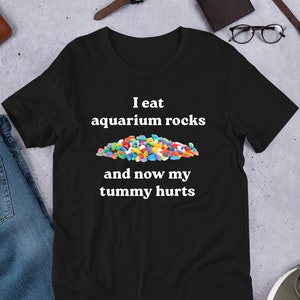 I Eat Aquarium Rocks, Funny Meme Shirt, Ironic Shirt, Oddly Specific, Unhinged Shirt, Cursed, Cringe, Gag Gift, Joke Shirt