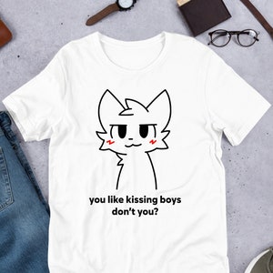 Boykisser Meme,  Funny Furry Meme Shirt, Femboy Shirt, Bisexual LGBTQ Pride, Weeb Shirt, Waifu Shirt, Fursona, Transgender, Kissing Boys