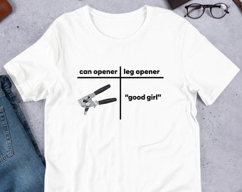 Ouvre-jambe en boîte, Chemise meme drôle, Vêtements étranges, Bizarrement spécifique, Chemise déséquilibrée, Chemise impertinente, Graphique comparatif maudit, recul