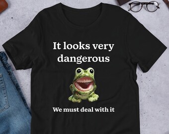 It Looks Very Dangerous Frog Meme, Funny Frog Meme Shirt, Ironic Shirt, Weirdcore Clothing, Oddly Specific, Unhinged, Cursed, Frog Lover