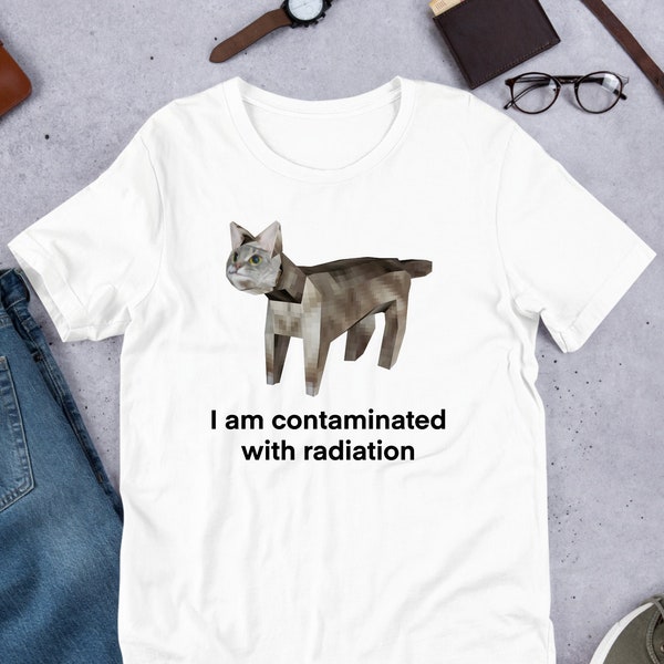 I Am Contaminated Funny Cat Meme Shirt / Ironic Shirt / Weirdcore Clothing / Low Poly Feline / Oddly Specific / Unhinged / Cursed