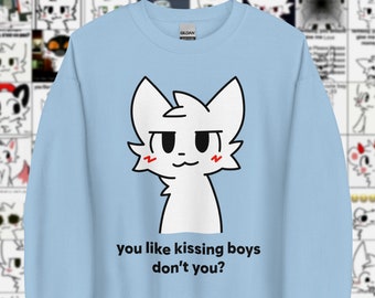 Meme Boykisser, Meme peludo divertido, Sudadera Femboy, Orgullo LGBTQ bisexual, Suéter Weeb, Suéter Waifu, Fursona, Transgénero, Chicos besadores