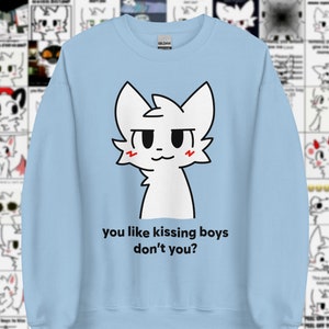 Boykisser Meme, Funny Furry Meme, Femboy Sweatshirt, Bisexual LGBTQ Pride, Weeb Sweater, Waifu Sweater, Fursona, Transgender, Kissing Boys