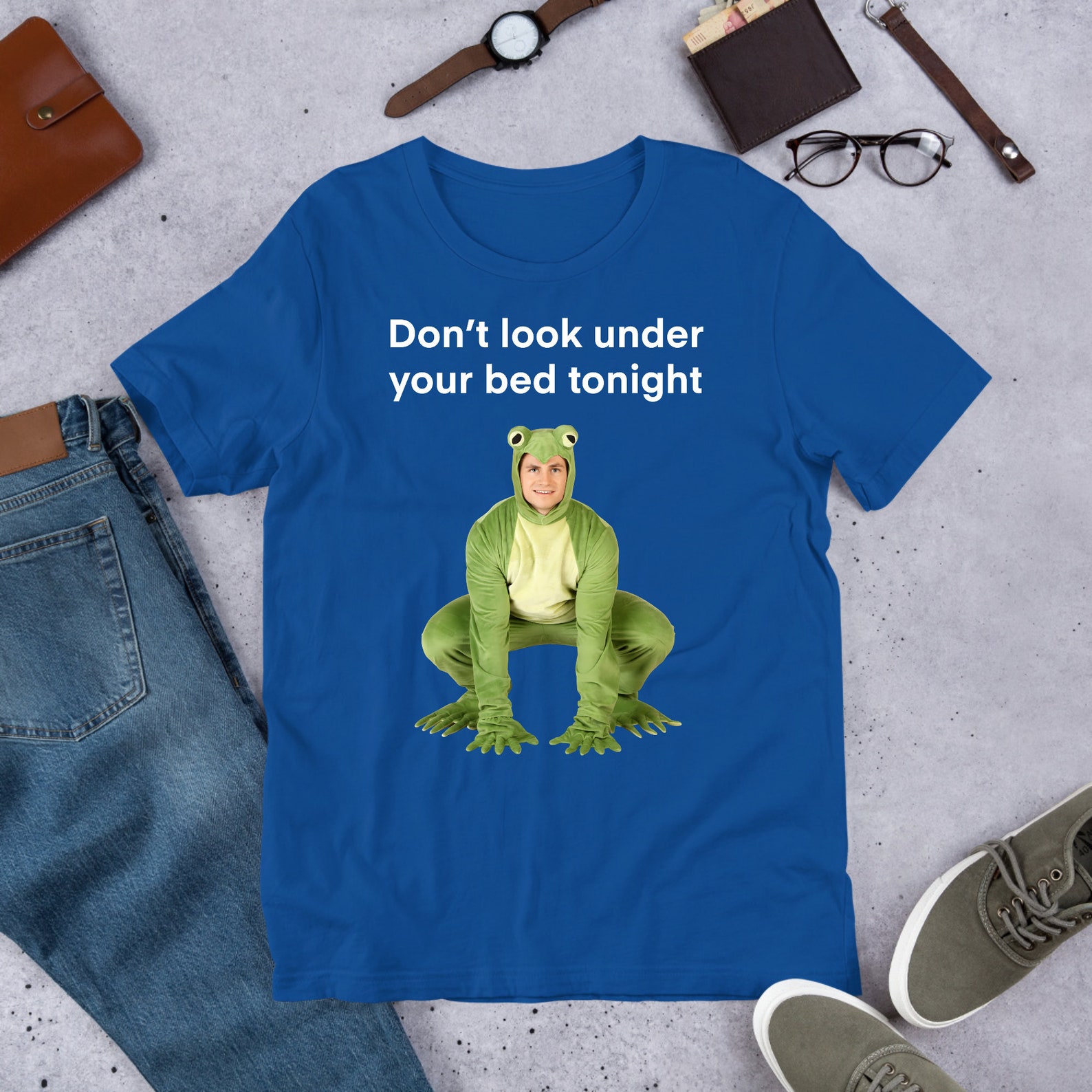 Don't Look Under Your Bed Frog, Funny Meme Shirt, Ironic Shirt ...