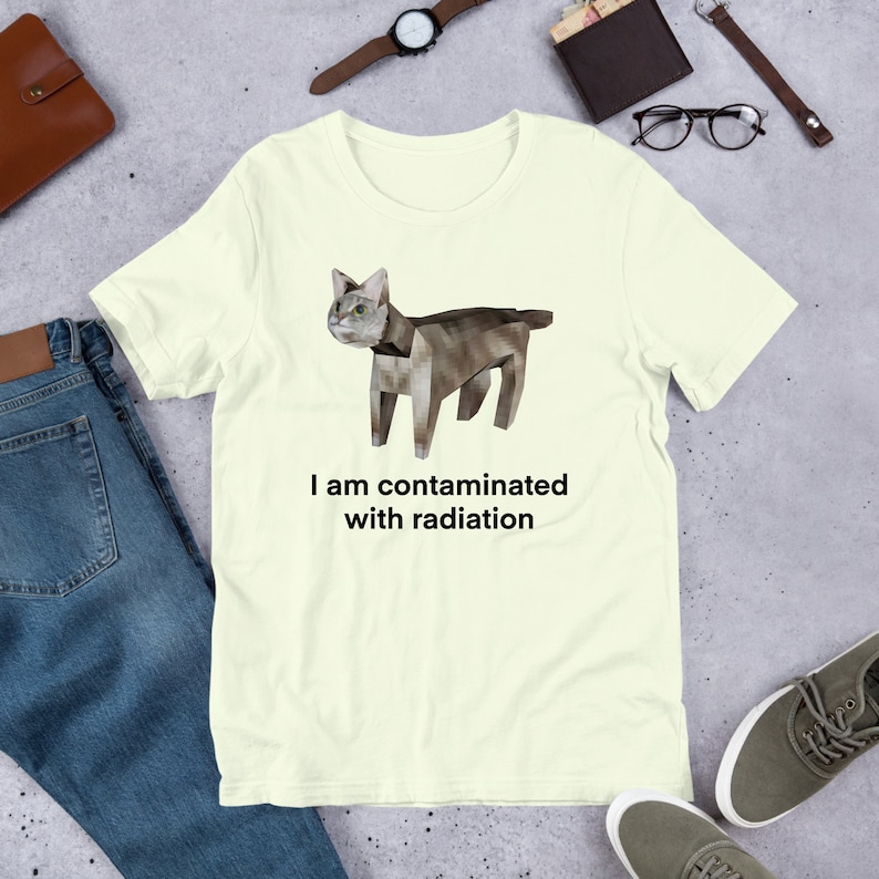 I Am Contaminated Funny Cat Meme Shirt / Ironic Shirt / Weirdcore Clothing / Low Poly Feline / Oddly Specific / Unhinged / Cursed image 2
