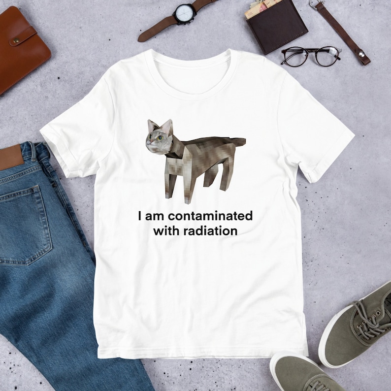 I Am Contaminated Funny Cat Meme Shirt / Ironic Shirt / Weirdcore Clothing / Low Poly Feline / Oddly Specific / Unhinged / Cursed image 1