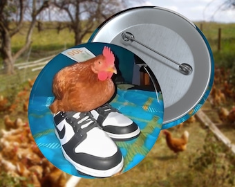 Pollo gocciolato, pulsante spilla, spilla meme divertente, spilla strana, regalo scherzoso, spilla stranamente specifica, spilla scardinata, spilla maledetta