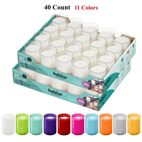 Bolsius Votive Candles 40 Count- Party Decoration Candles In Unbreakable Plastic Cups - 11 Colors