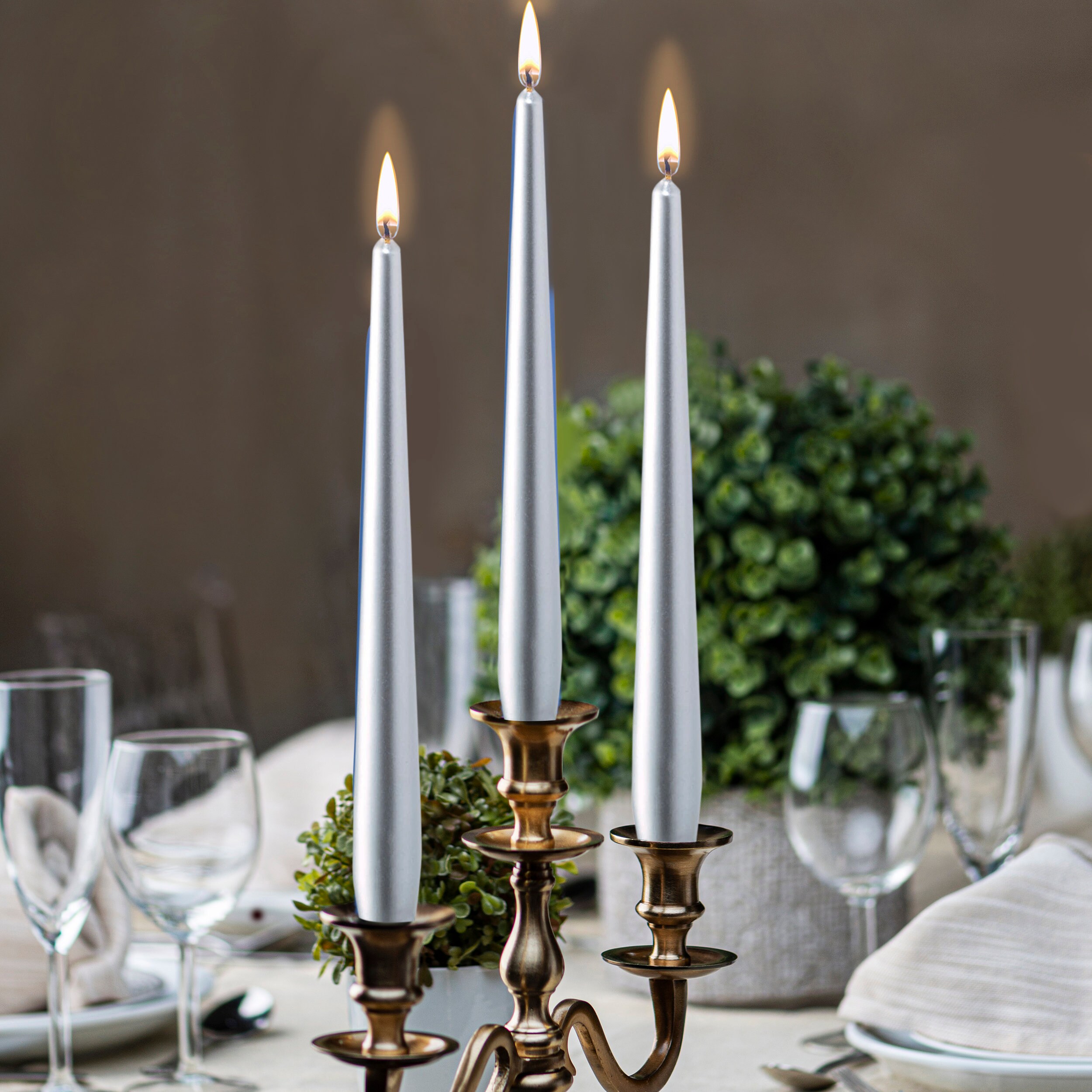 Silver Taper Candles 10 Inch Unscented 10 Pack for Wedding Etsy