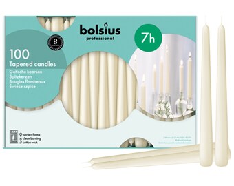 100 & 200 Pk Ivory Taper Candles 10" - Bulk Unscented Taper Candles - Long Burning 8 Hour