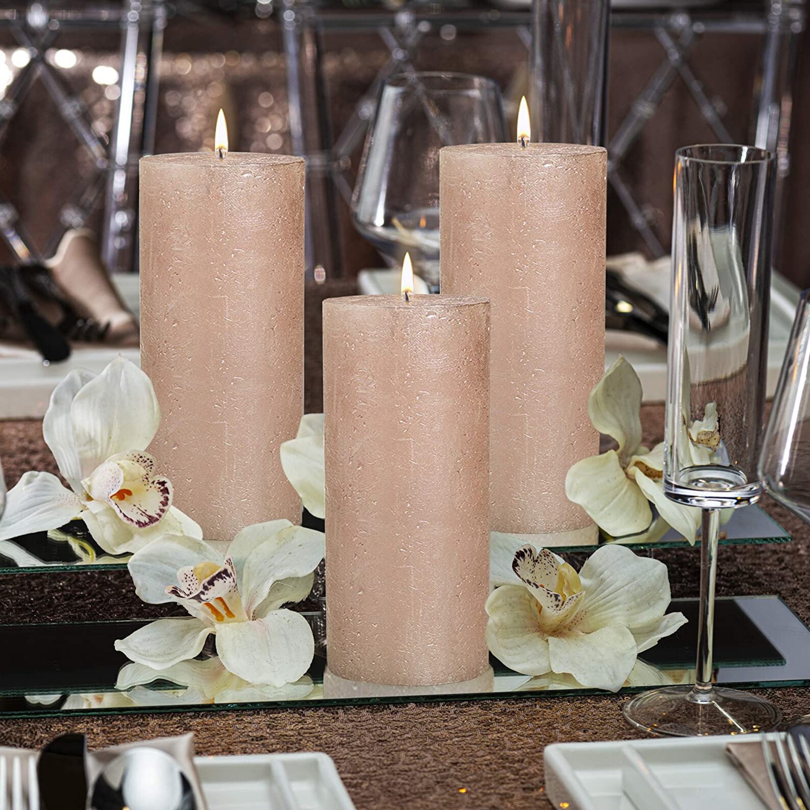 Rose Gold Pillar Candles Metallic 2.75x7.5 Unscented 6 Etsy
