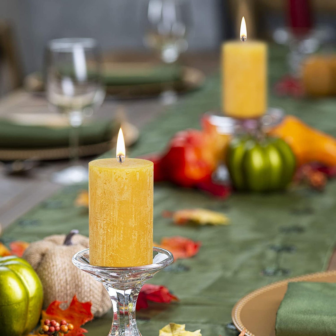 Rustic Yellow Pillar Candles 3 Pack Unscented 2.75x5 for Etsy