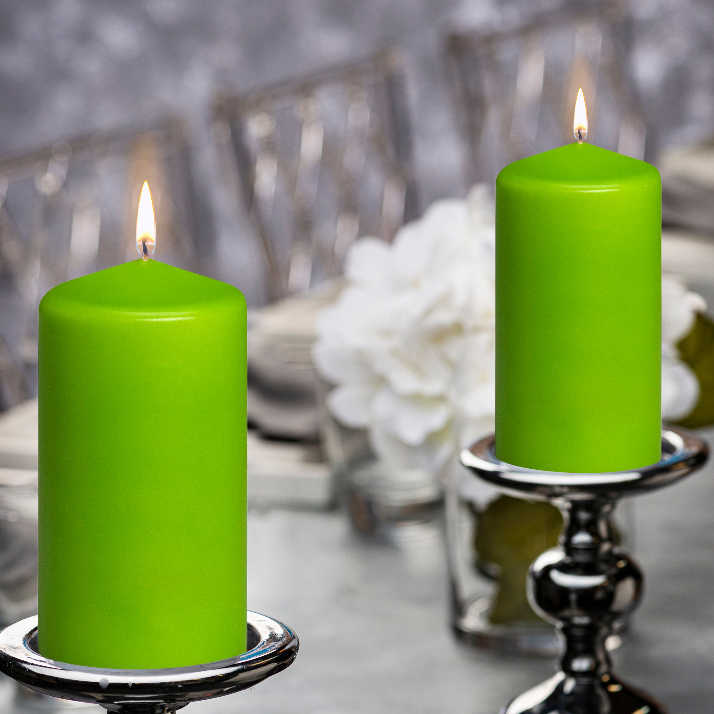 3 X 6 Lime Green Pillar Candles Unscented for Wedding Etsy