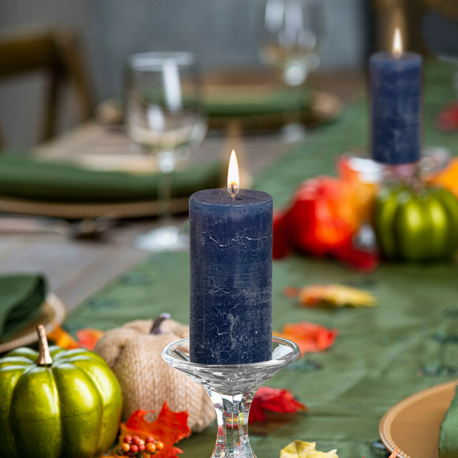 Rustic Dark Blue Pillar Candles 2x4 Unscented 4 Pack for Etsy