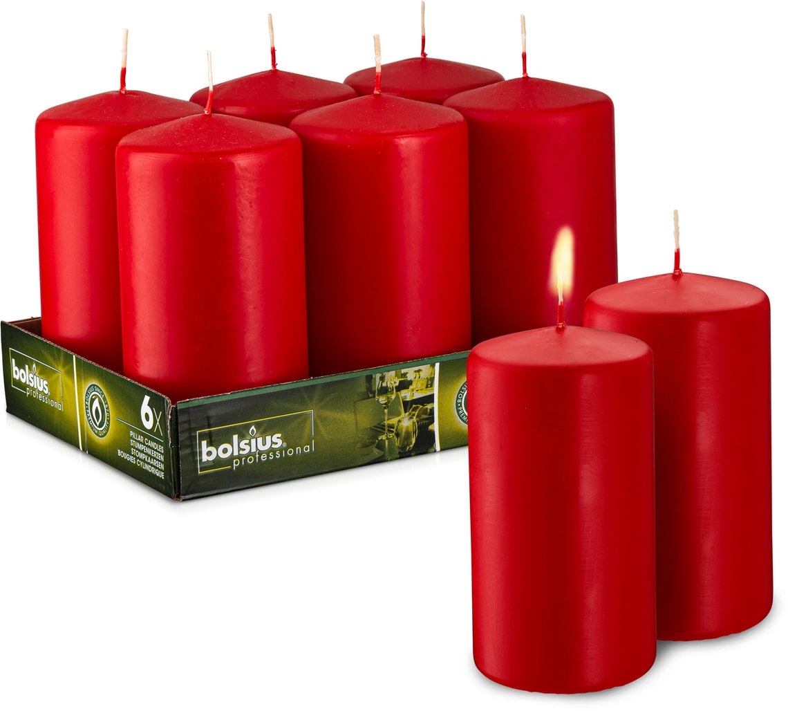 Red Pillar Candles 3x6 Unscented 6 Pack for Wedding Etsy
