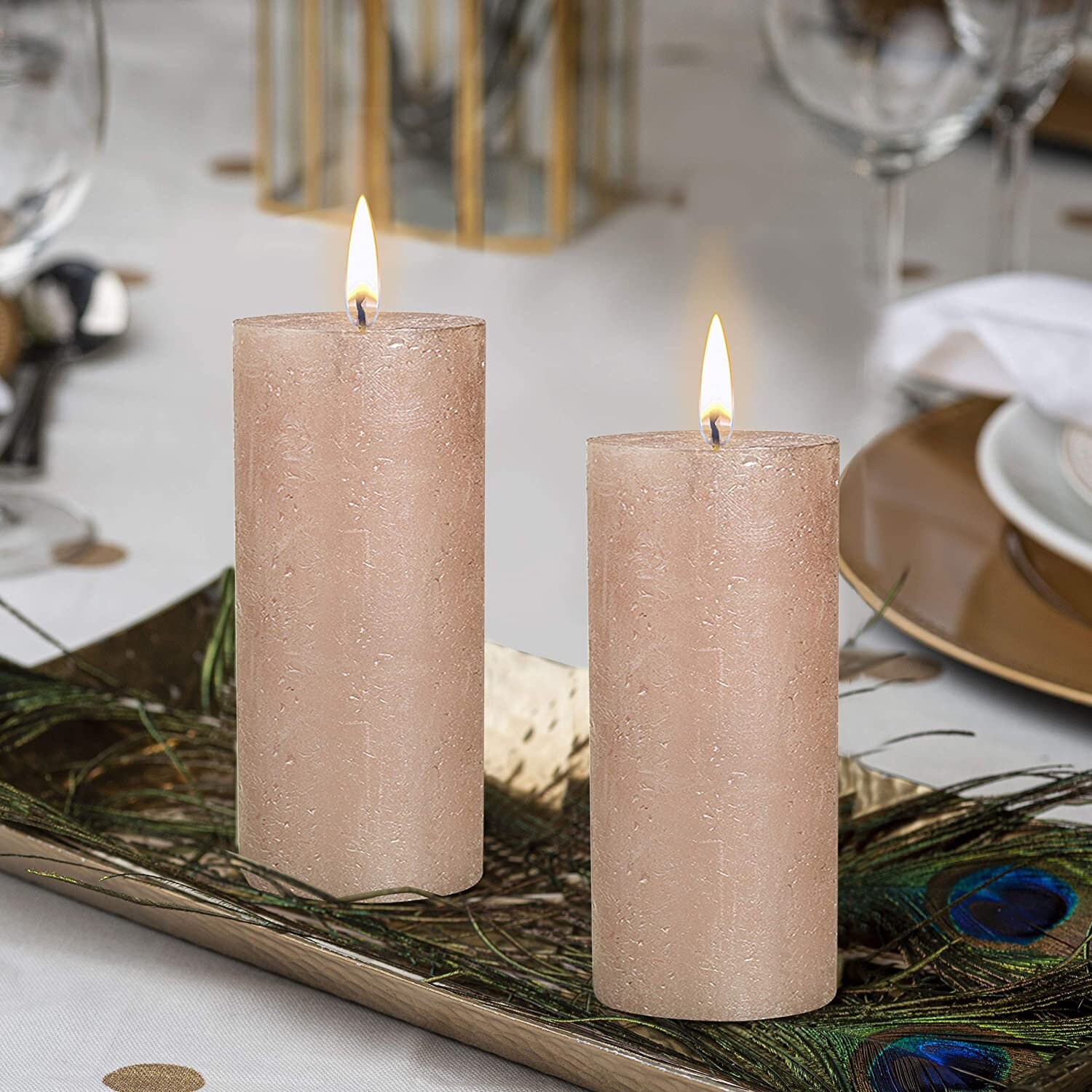 Rose Gold Pillar Candles Metallic 2.75x7.5 Unscented 6 Etsy