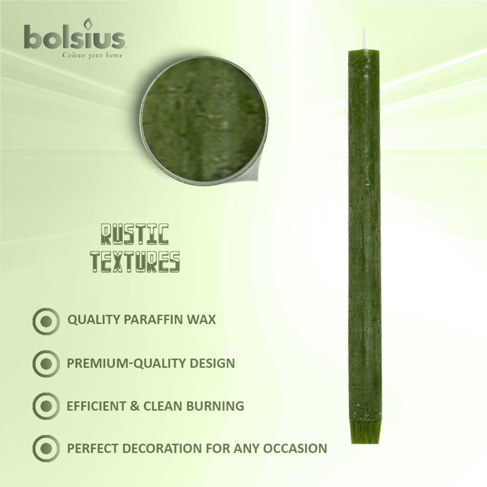 Olive Green Taper Candles Rustic 10.5 Unscented 16 Pack Etsy