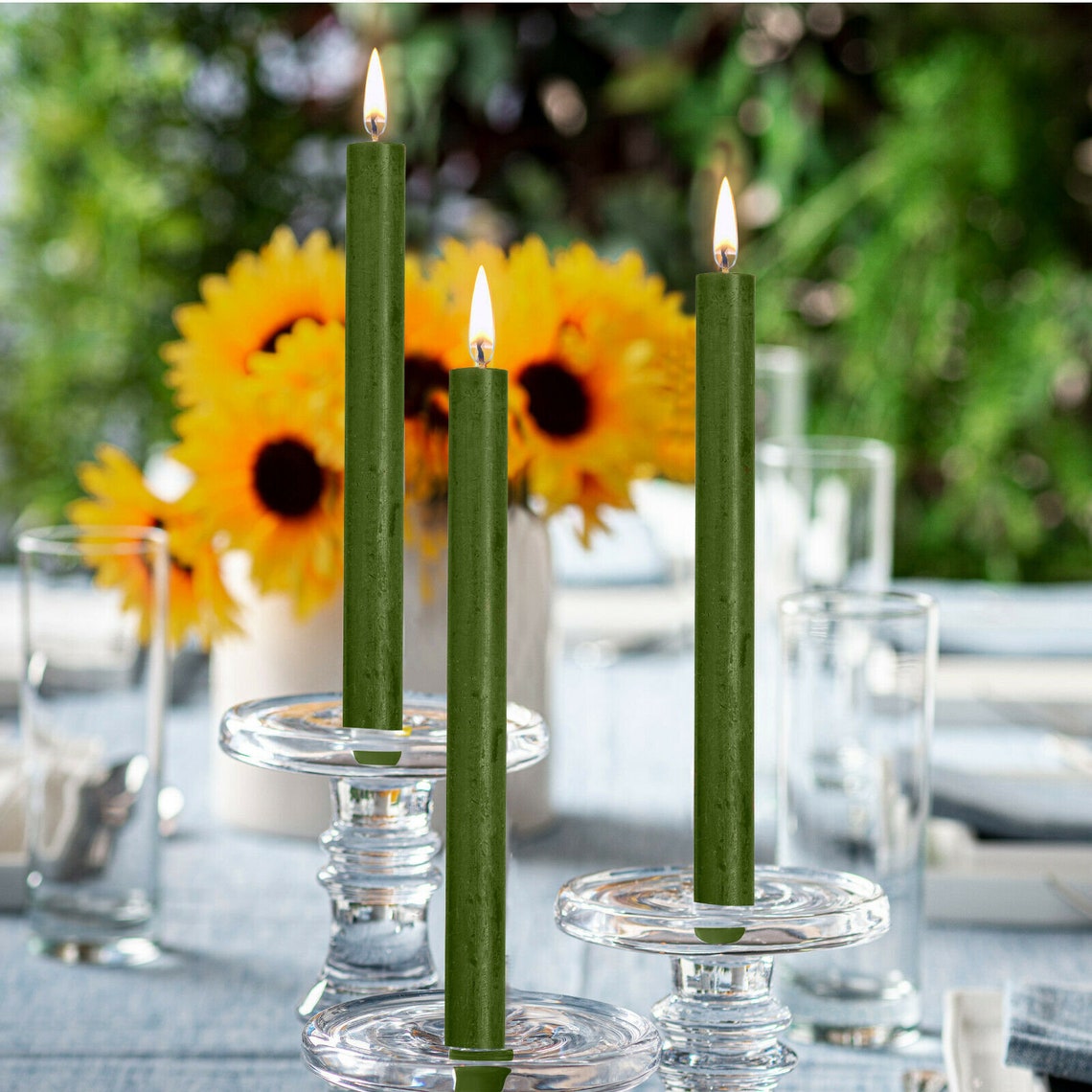 Olive Green Taper Candles Rustic 10.5 Unscented 16 Pack Etsy