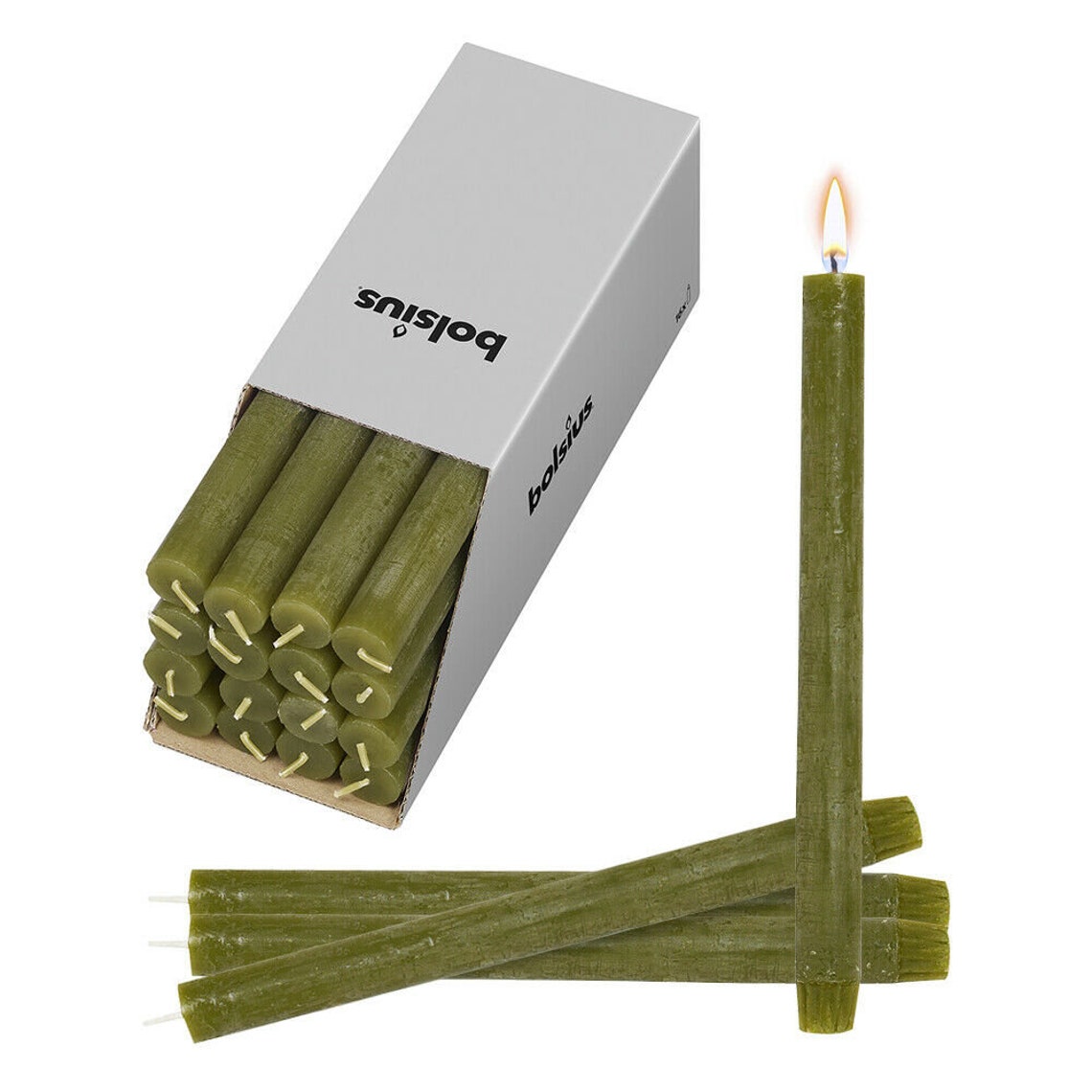 Olive Green Taper Candles Rustic 10.5 Unscented 16 Pack Etsy