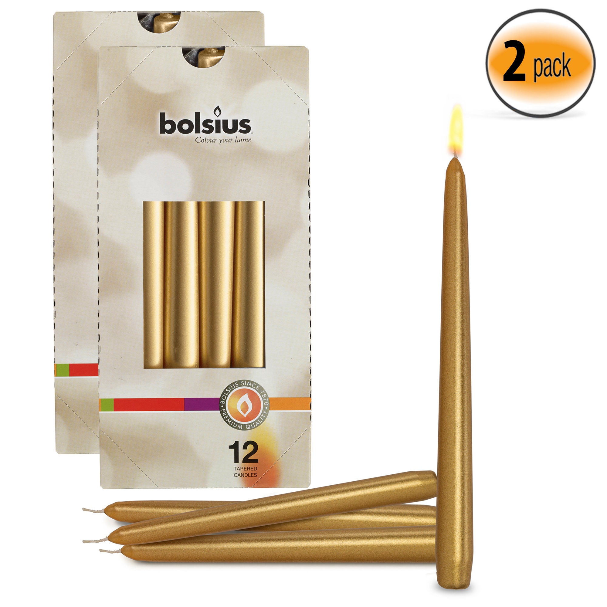 Gold Taper Candles 10 Inch Unscented 10 Pack for Wedding Etsy