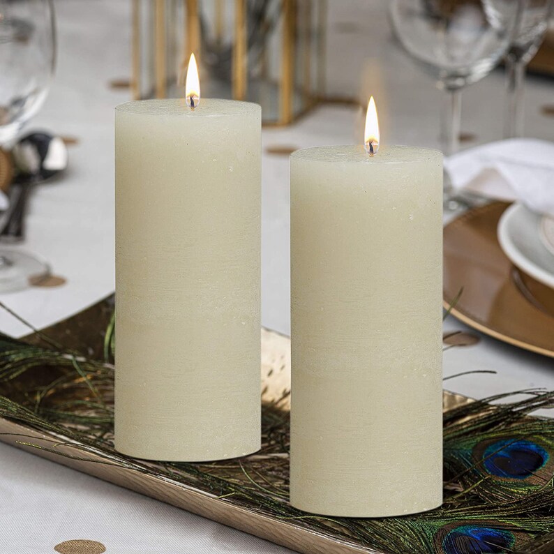 Rustic Ivory Pillar Candles Large 6 Pack Unscented Etsy