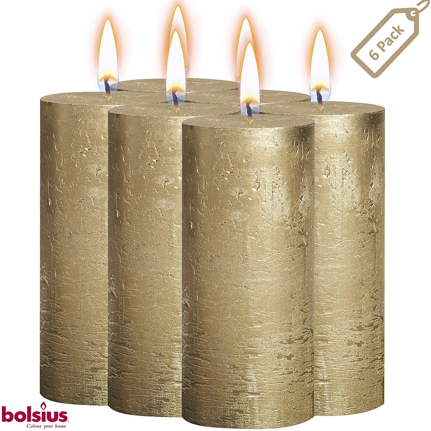 Metallic Large Pillar Candles 2.75x7.5 Unscented 6 Pack Etsy
