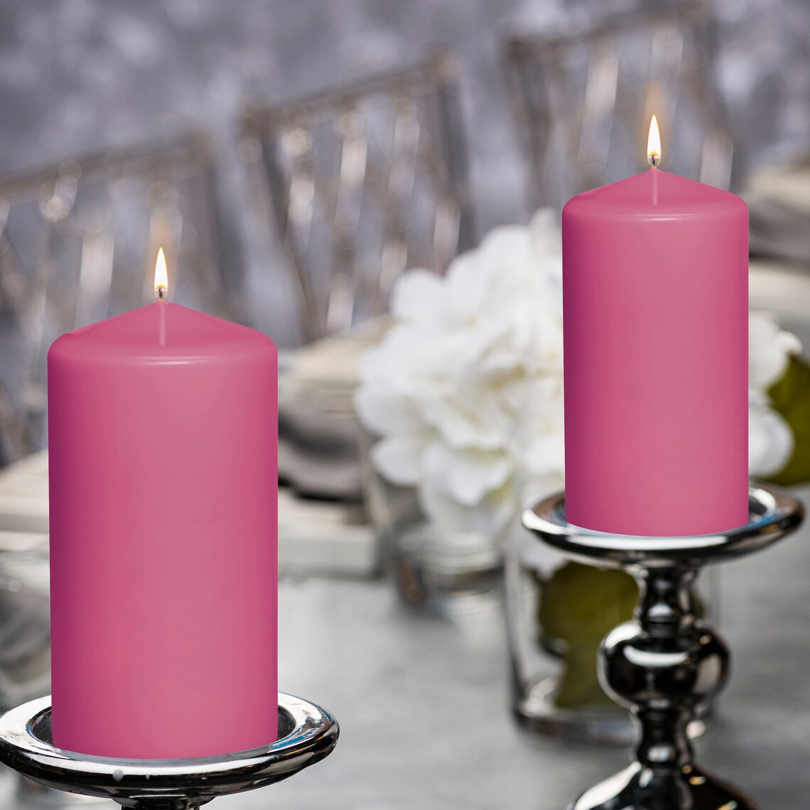 3 X 6 Pink Romantic Pillar Candles Unscented for Etsy