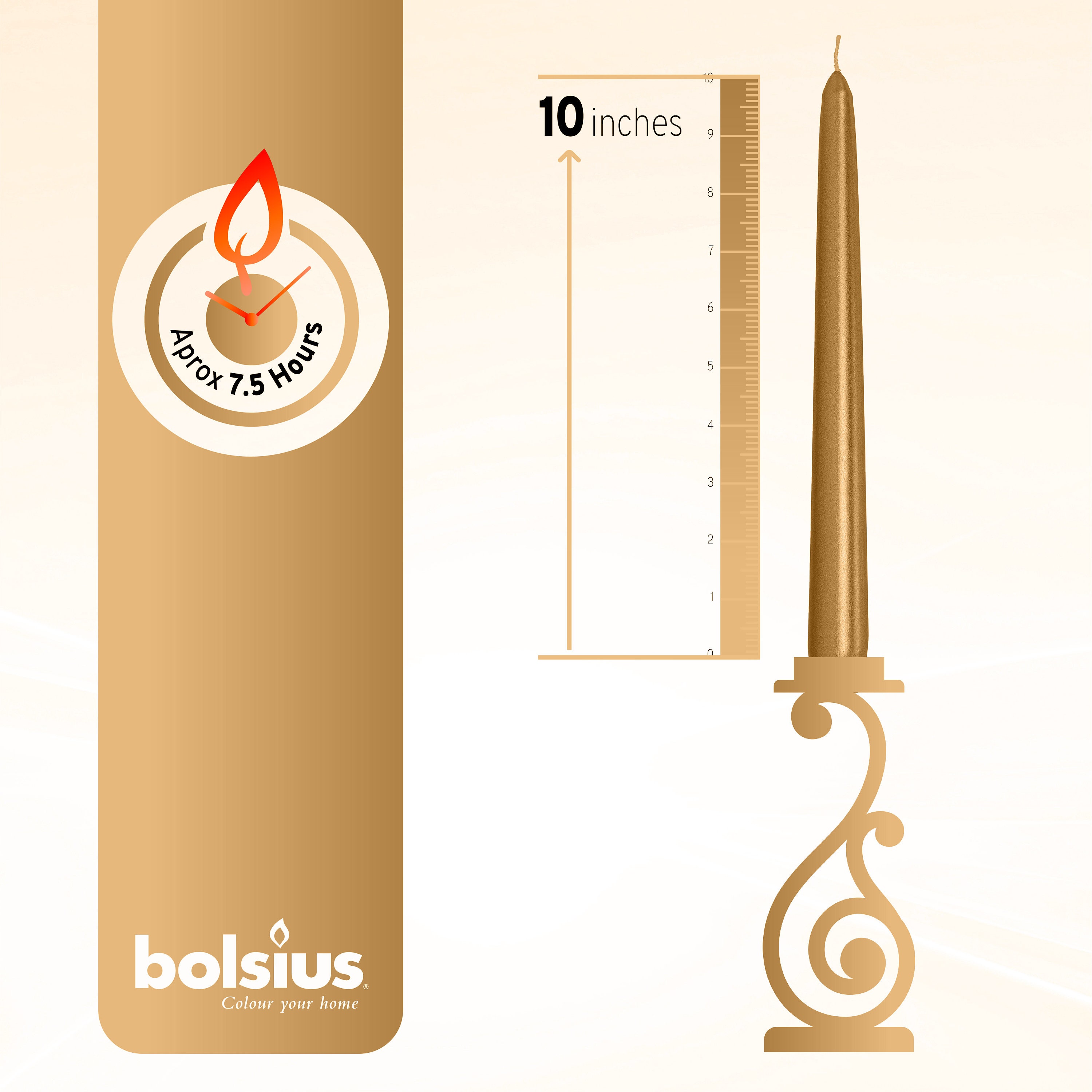 Gold Taper Candles 10 Inch Unscented 10 Pack for Wedding Etsy