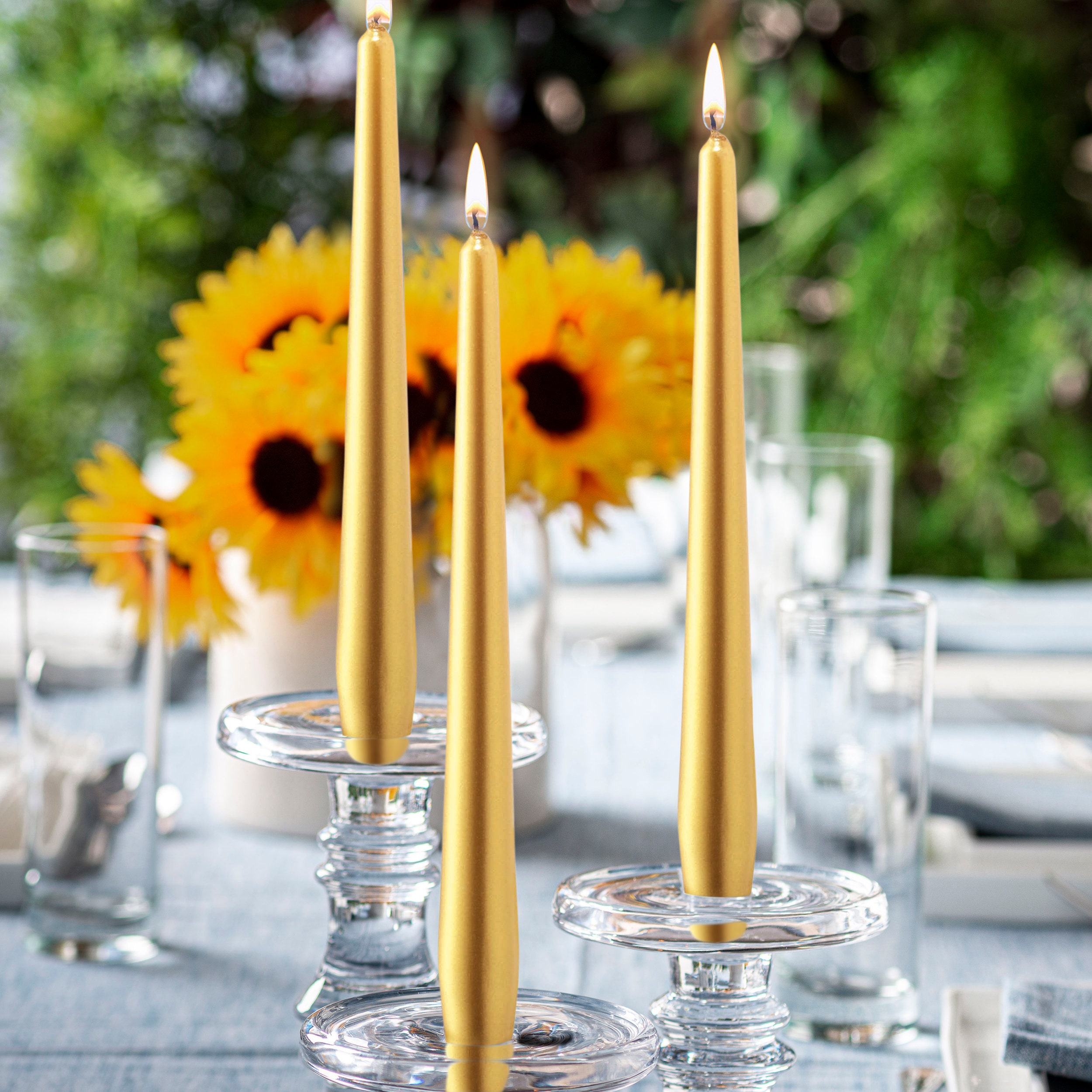 Gold Taper Candles 10 Inch Unscented 10 Pack for Wedding Etsy