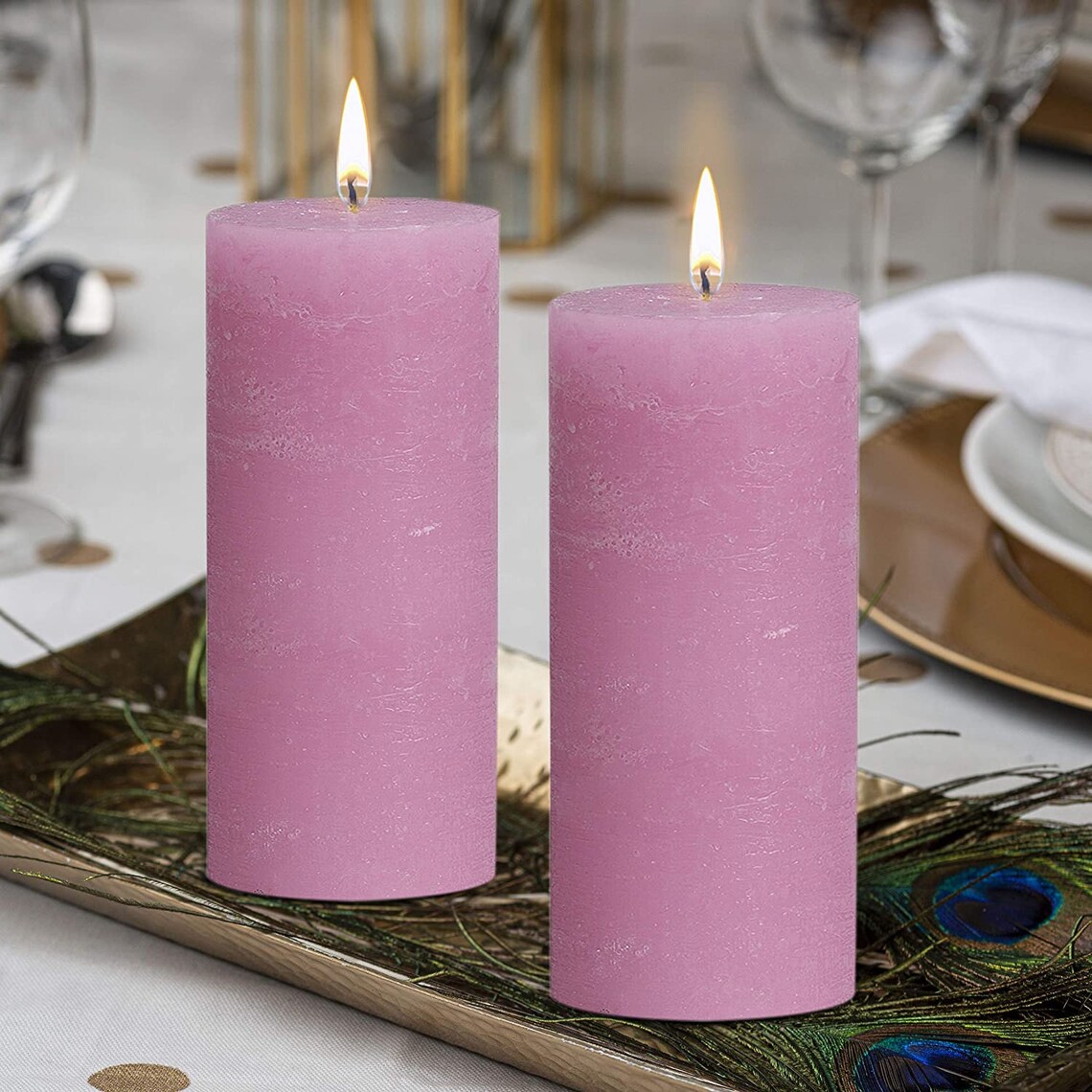 Rustic Pink Pillar Candles Large 2.75x7.5 Unscented 3 Etsy