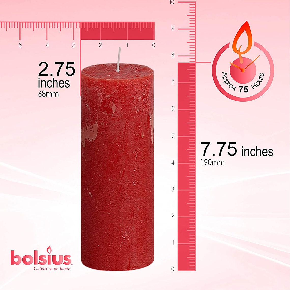 Rustic Red Pillar Candles 2.75x7.5 Unscented 6 Pack for Etsy