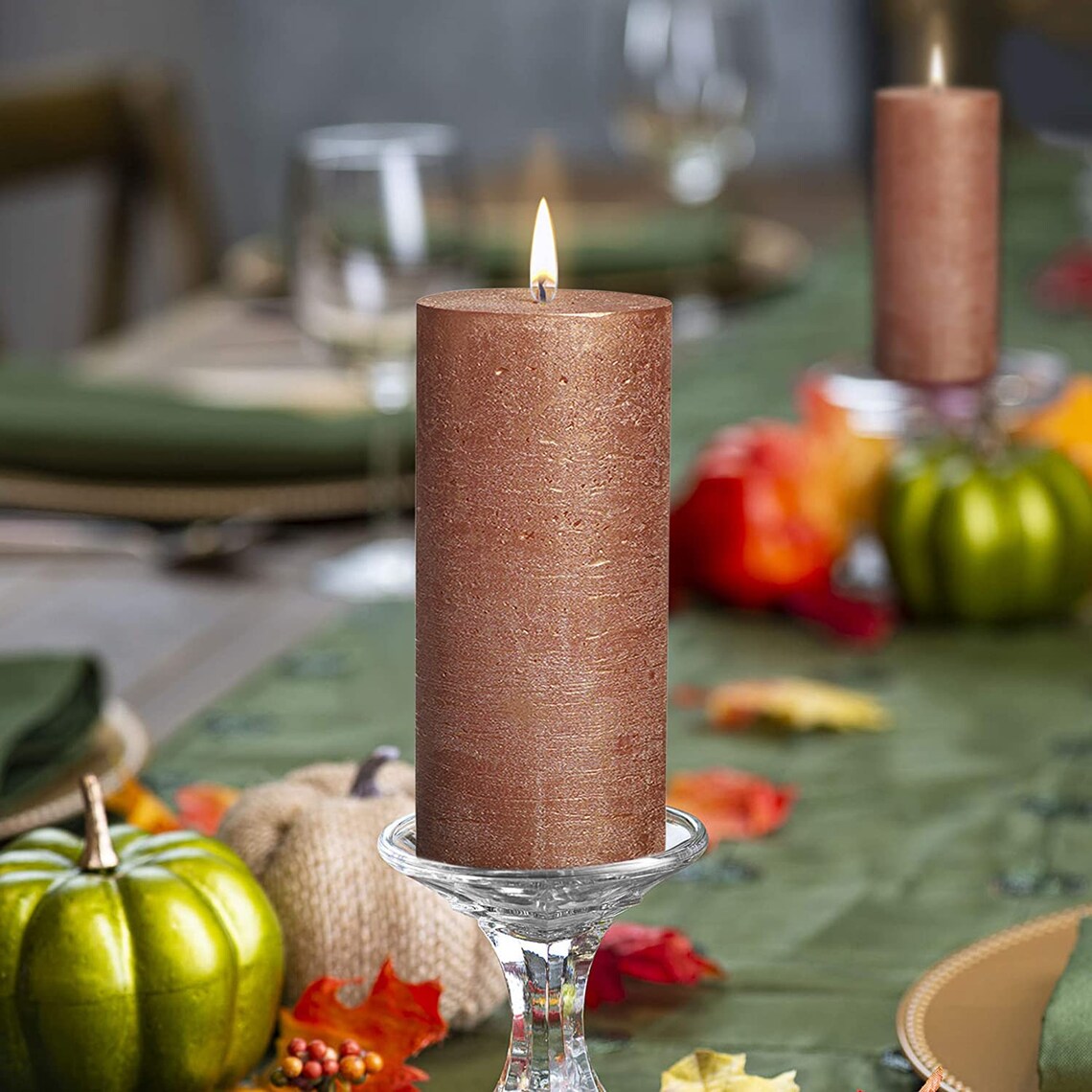 Large Copper Pillar Candles Metallic 2.75x7.5 Unscented Etsy