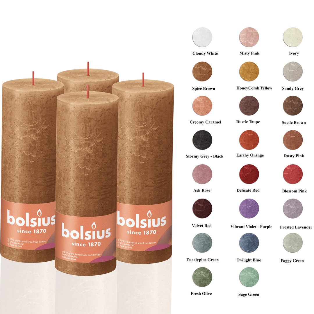 3 Sizes 4 Pk Rustic Pillar Candles Unscented 23 Colors Premium European