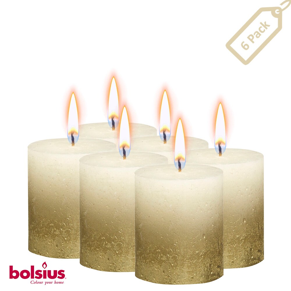 Metallic Ivory& Gold Pillar Candles 2.75x3.25 Unscented Etsy