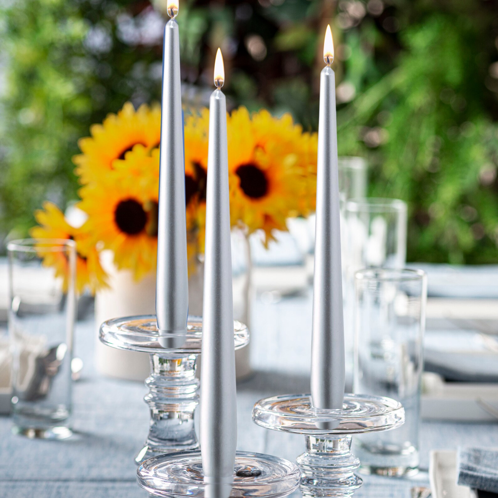 Silver Taper Candles 10 Inch Unscented 10 Pack for Wedding Etsy