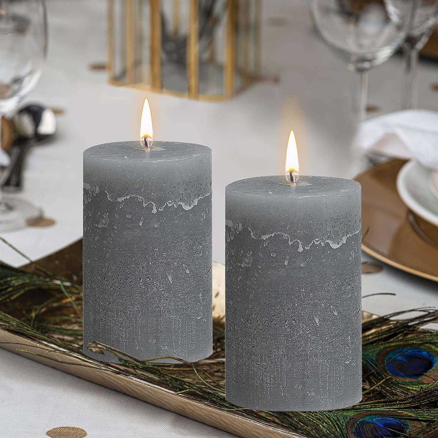 Rustic Light Gray Pillar Candles 2.75x5 Unscented 6 Pack Etsy