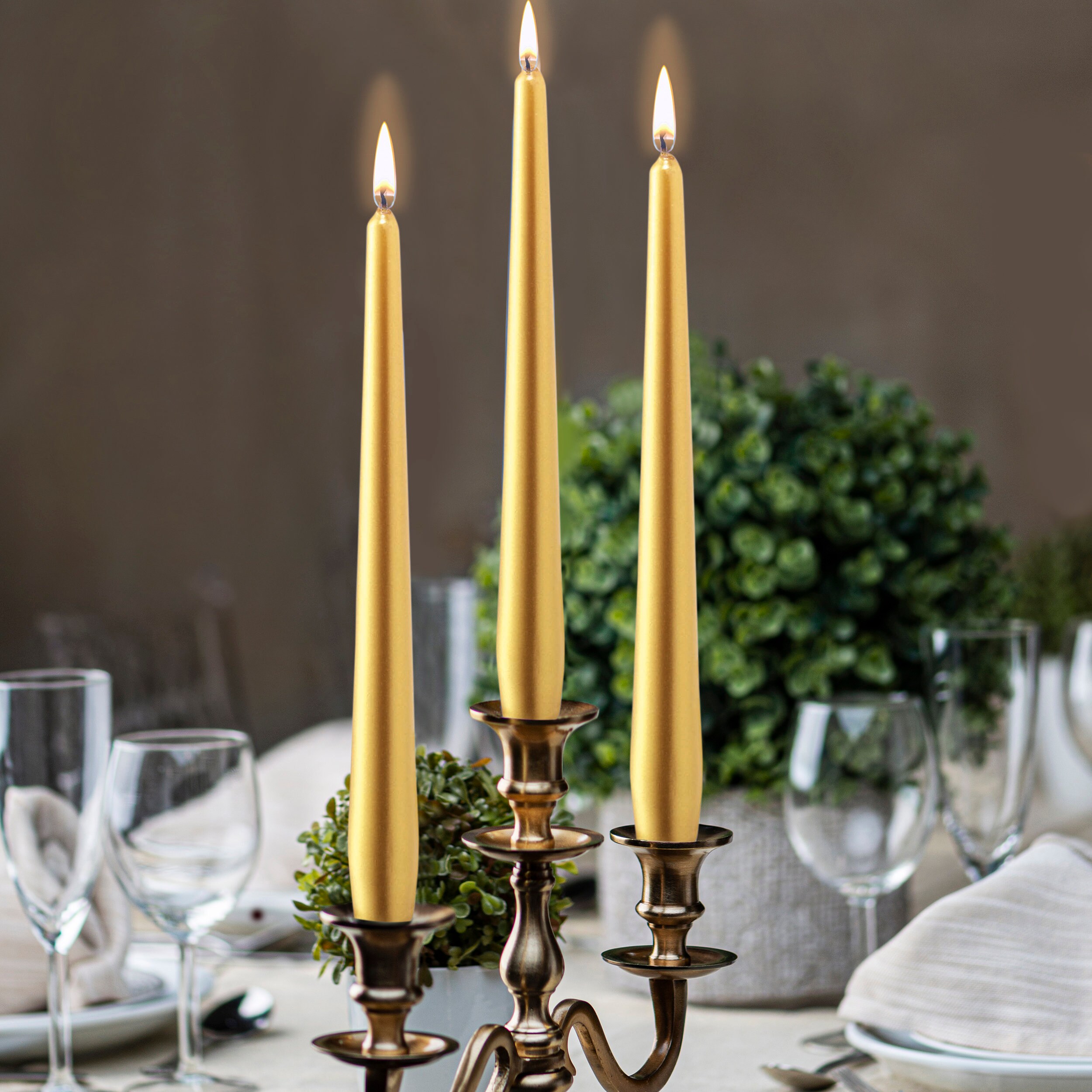 Gold Taper Candles 10 Inch Unscented 10 Pack for Wedding Etsy