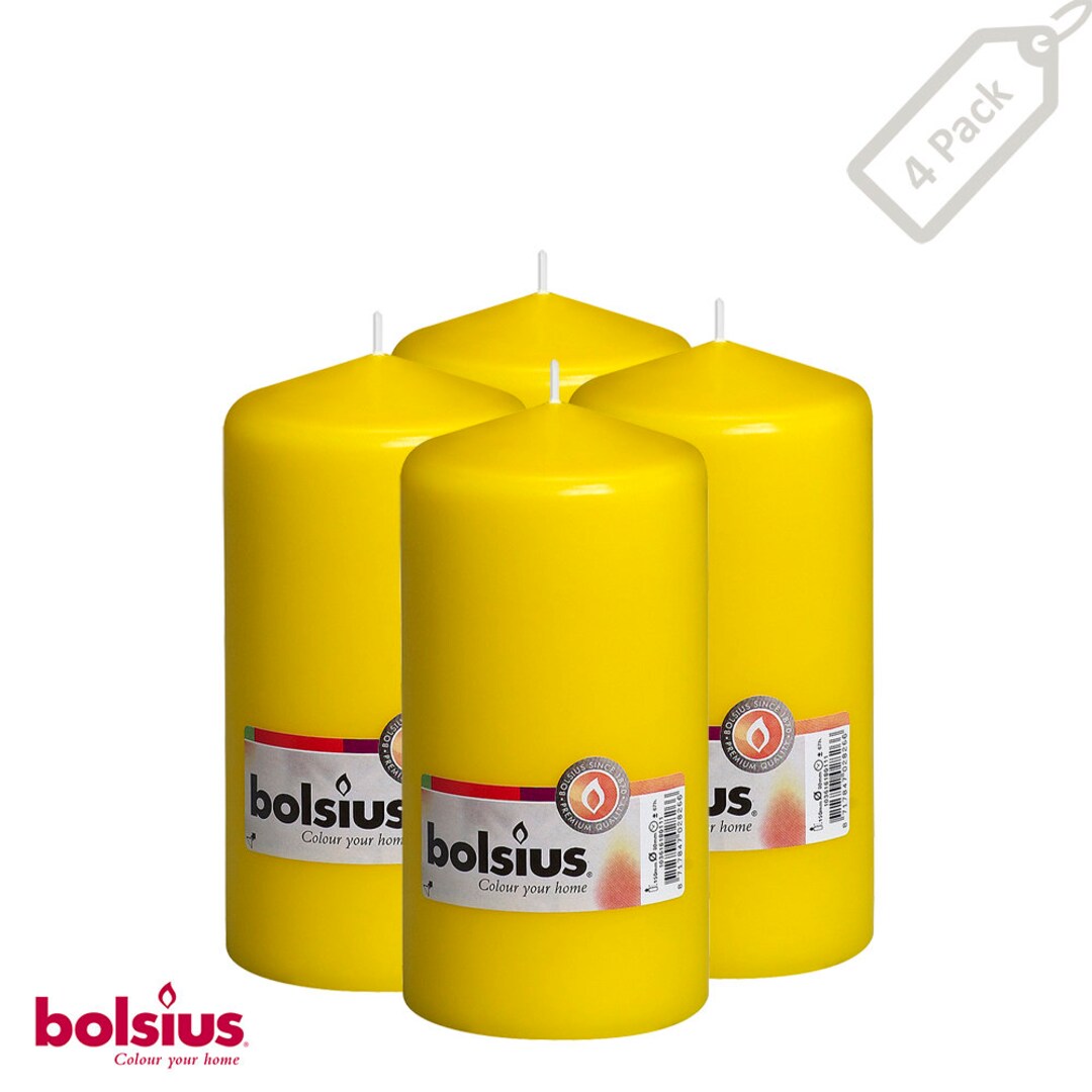 3 X 6 Yellow Unscented Pillar Candles 4 & 8 Pk 65 Hr Smokeless Long