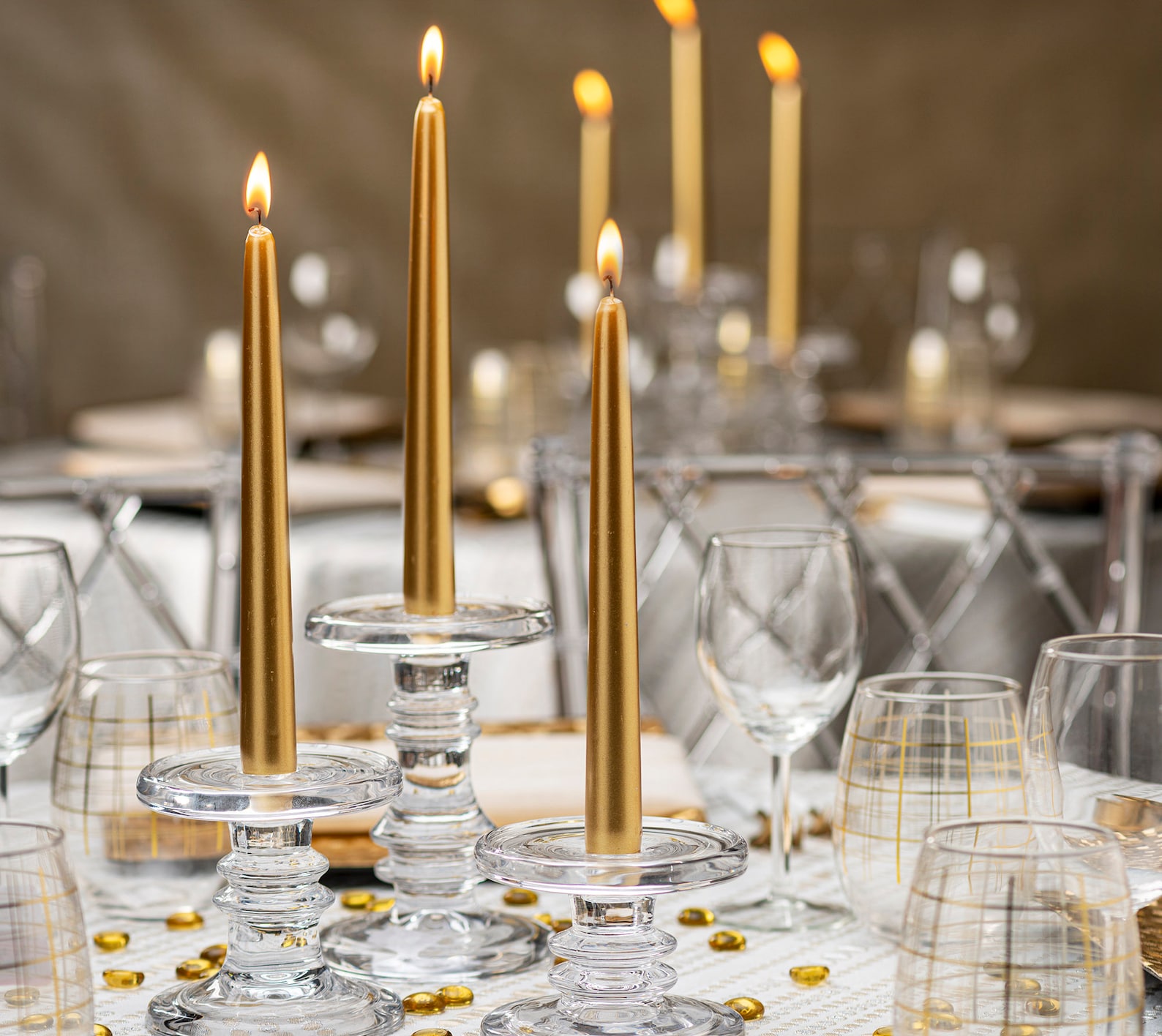 Gold Taper Candles 10 Inch Unscented 10 Pack for Wedding Etsy