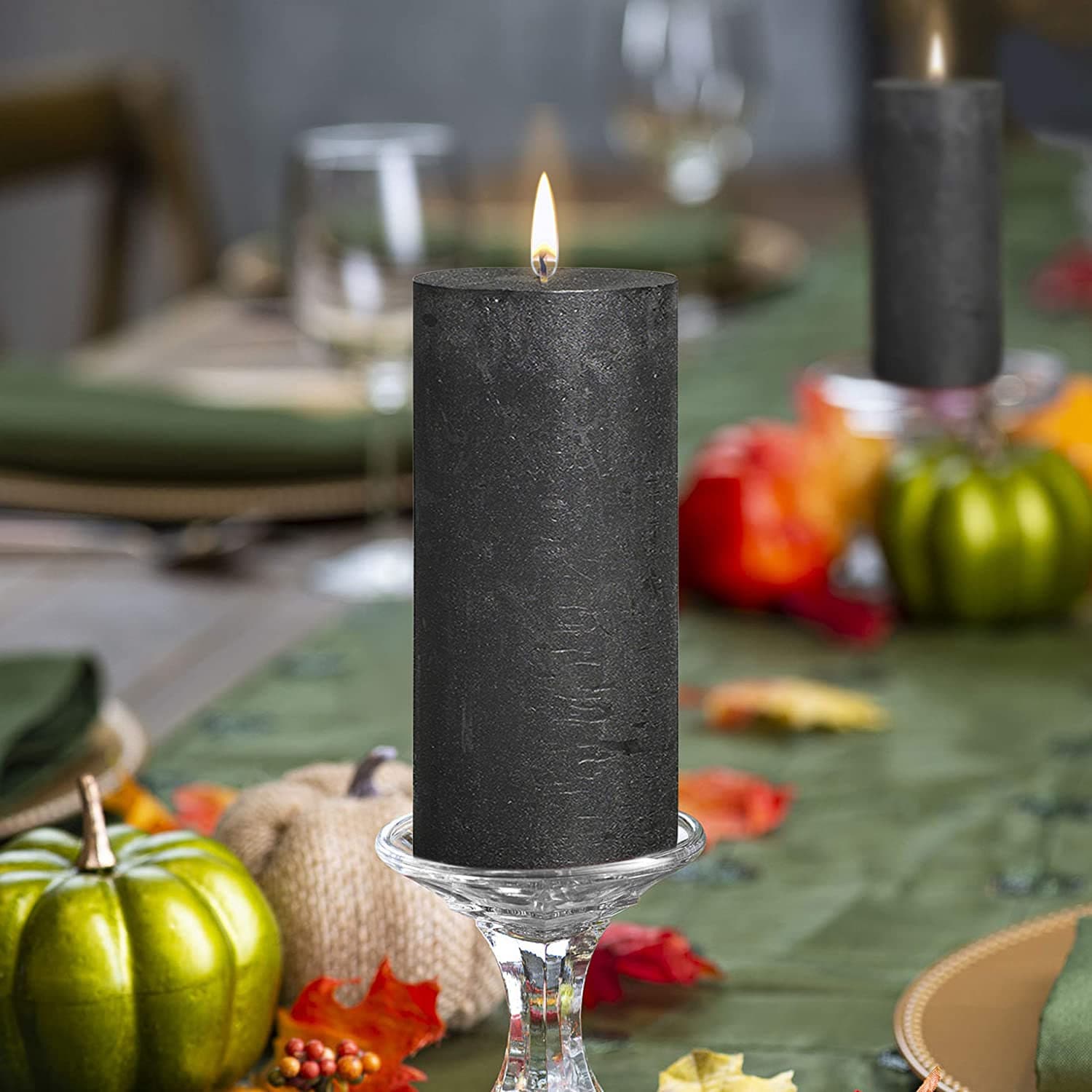 Metallic Black Pillar Candles 2.75x7.5 Unscented 3 Pack Etsy