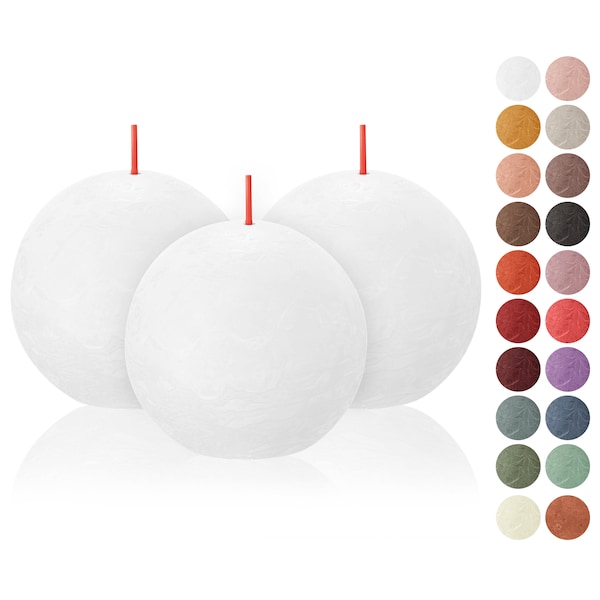 Bolsius 3" Rustic Ball Candles 3 Pack 23 Colors - Unscented Décor Candle Set - Burns 24 Hour