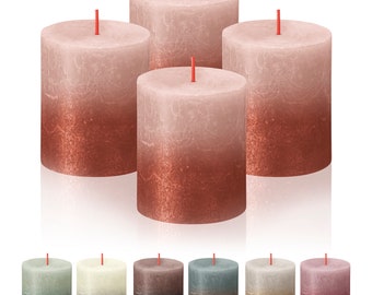 BOLSIUS Unscented Metallic Pillar Candles Sunset 2 Color Shade, Multiple Size & Colors, Wedding Home Decor Candles, Candle Set Of 4