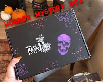 Signed Horror Mystery Book Box – Stenciled Edges, Mystery Horror Swag & Treats