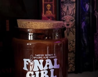 7oz Soy Wax Horror Themed Final Girls Candle With Bloody Topper