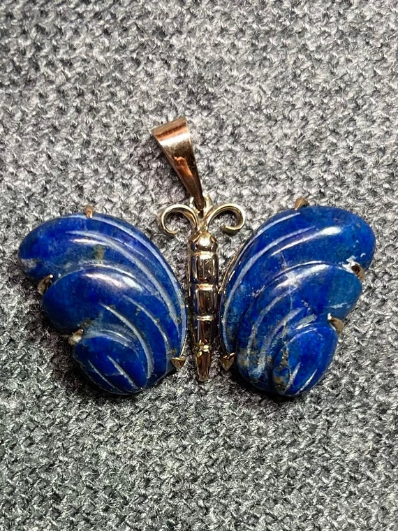 GUMPS Butterfly 14k Lapis Pendant