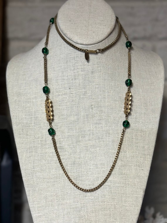 Rare Miriam Haskell Gripoix Glass Bead Chain Neck… - image 1