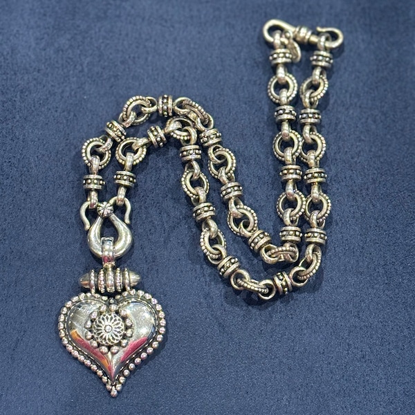 Ned Bowman Vintage Sterling Silver Heart Necklace