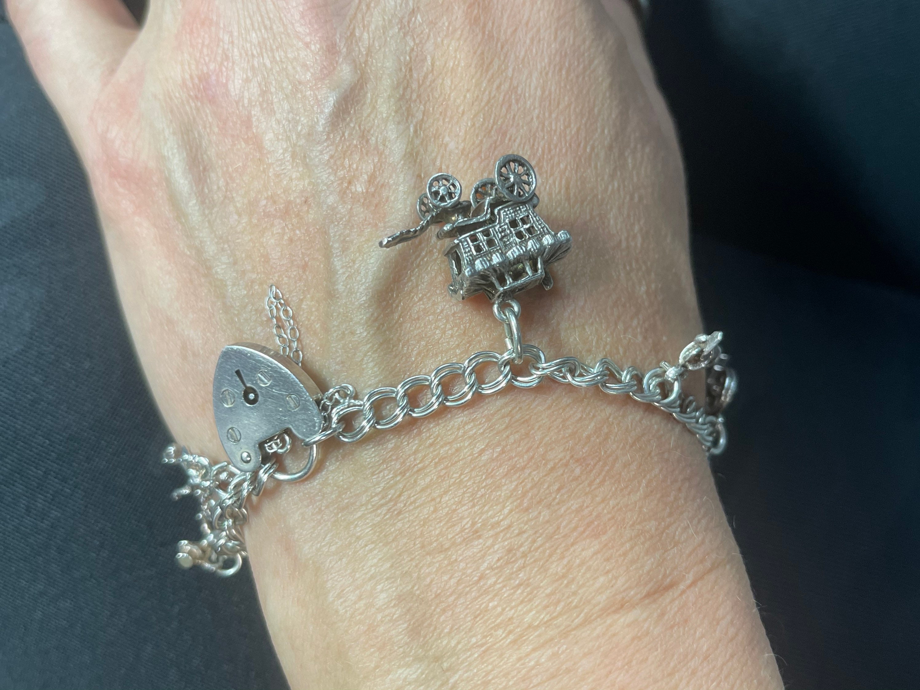 Vintage 50's Silver Charm Bracelet - Etsy