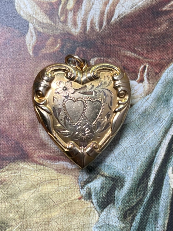 Ornate Victorian GF Heart Locket Charm